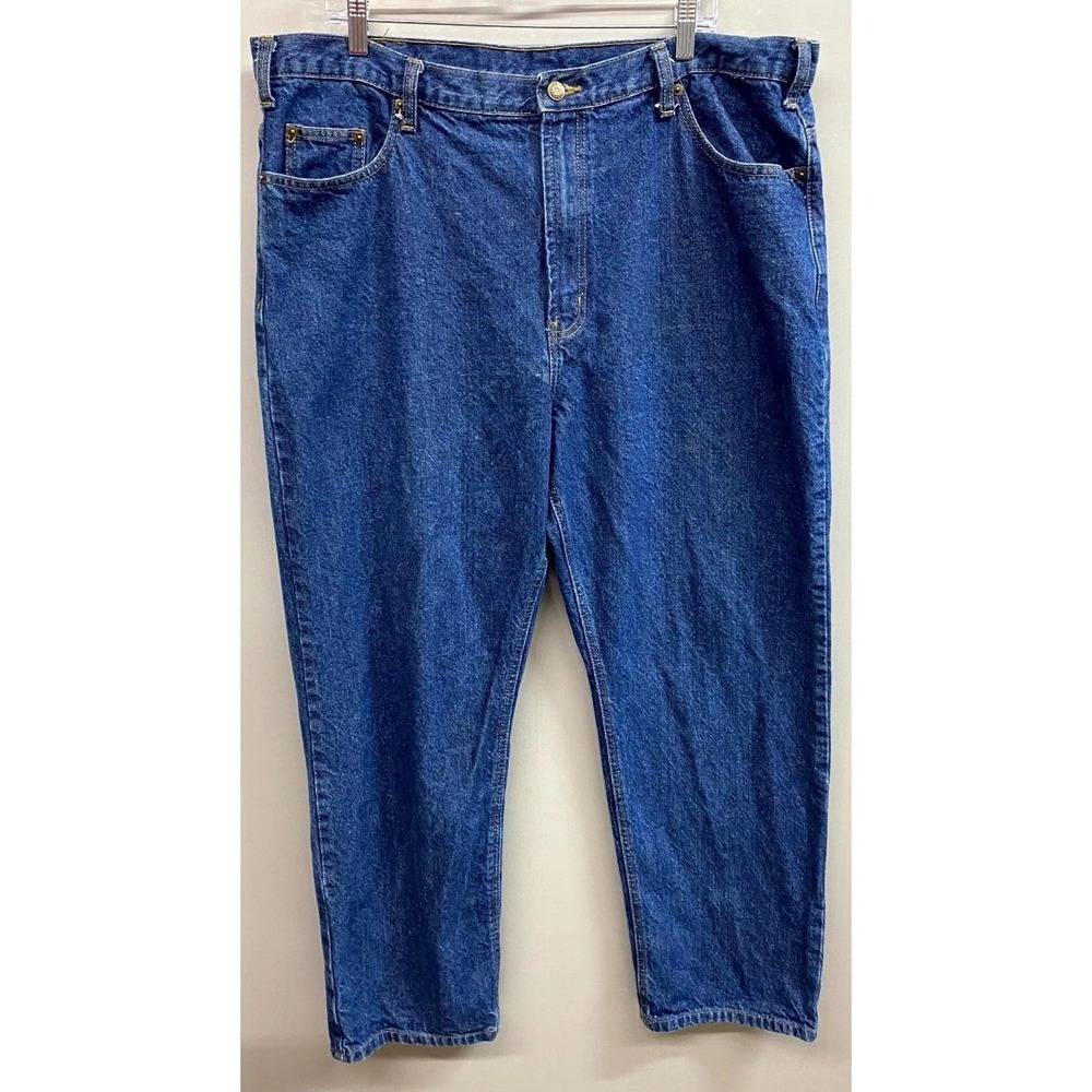 Full Blue Jeans Mens 40x30 Blue Denim Cotton Relaxed Fit Straight Leg Workwear